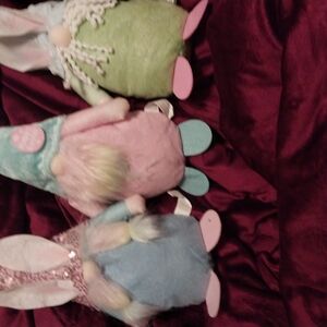 Plush Bunny Trio - Green, Pink, and Blue